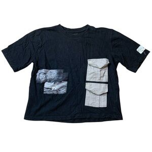 Reason NYC Boys Utility Graphic Tee Black S(8) Moon Landing Cargo Pockets